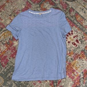 Barbour light blue cotton top with eyelet accents top size 10